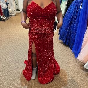 red sparkly prom dress